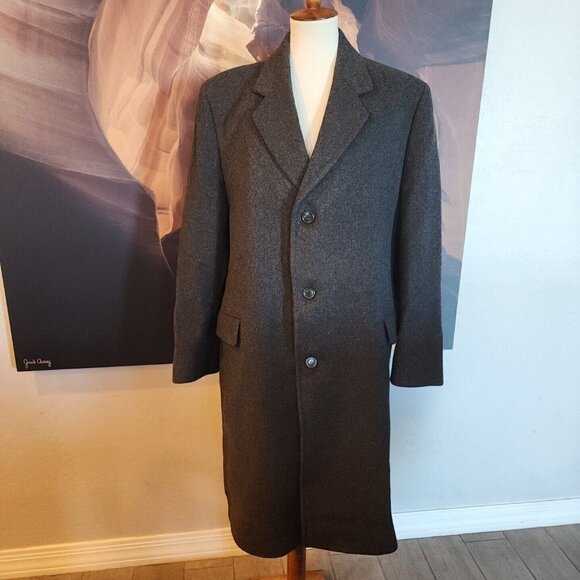 Vintage Heritage House Jonathan Perth England Mens Gray Long Winter Dress Coat